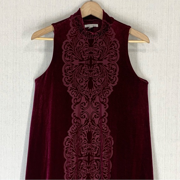Maurices~Women's Boho Sleeveless Hi‎ Neck Embossed Velvet Mini Shift Dress~Sz S - Picture 3 of 10